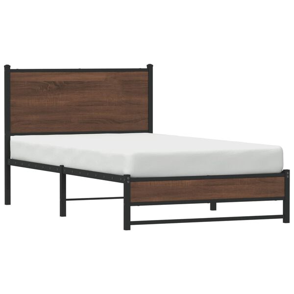 vidaXL Estructura de cama sin colchón metal marrón roble 100x190 cm