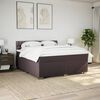 vidaXL Cama box spring con colch&oacute;n tela marr&oacute;n oscuro 180x200 cm
