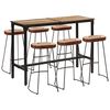vidaXL Set mesa alta y taburetes 7 pzas madera maciza mango y metal
