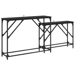 vidaXL Mesa Consola 2 pcs Roble Negro 100 x 28 x 75 cm