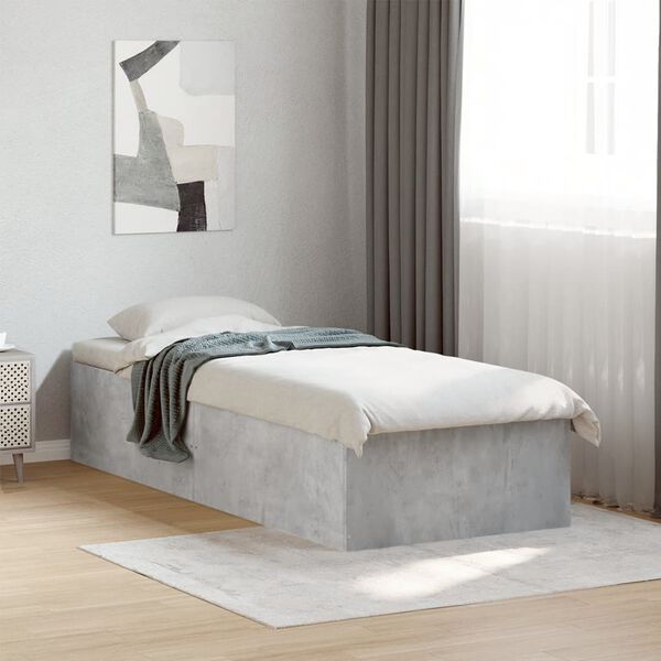 vidaXL Estructura de cama madera de ingenier&iacute;a gris hormig&oacute;n 90x200cm