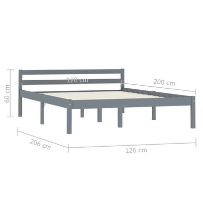 vidaXL Estructura de cama de madera maciza de pino gris 120x200 cm