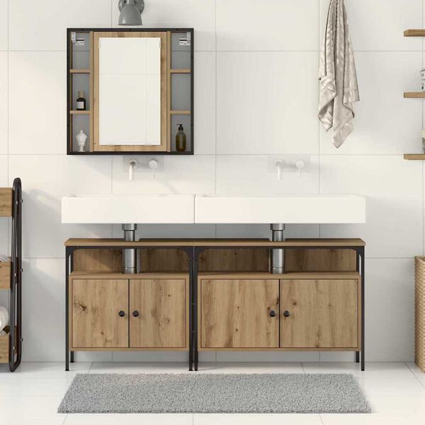 vidaXL Unidades de Tocador de Ba&ntilde;o 3 pcs Marr&oacute;n Madera contrachapada