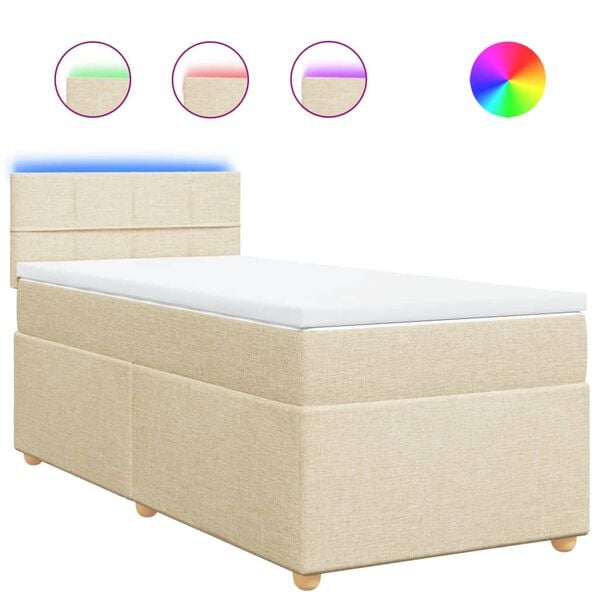 vidaXL Cama box spring con colch&oacute;n tela color crema 80x200 cm