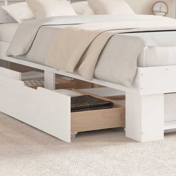 vidaXL Estructura de cama con caj&oacute;n 135 x 190 cm Madera de pino macizo