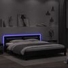 vidaXL Estructura cama LED sin colch&oacute;n cuero sint&eacute;tico negro 180x200cm