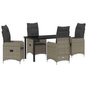 vidaXL Conjunto de Comedor de Jard&iacute;n 5 pcs Gris rat&aacute;n sint&eacute;tico