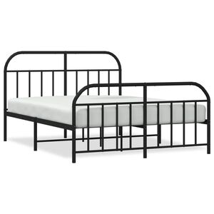 vidaXL Estructura cama sin colch&oacute;n con estribo metal negro 160x200 cm