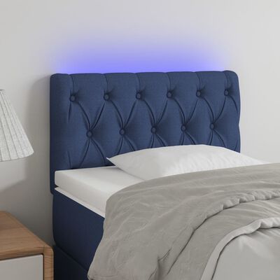 vidaXL Cabecero con LED de tela azul 80x7x78/88 cm