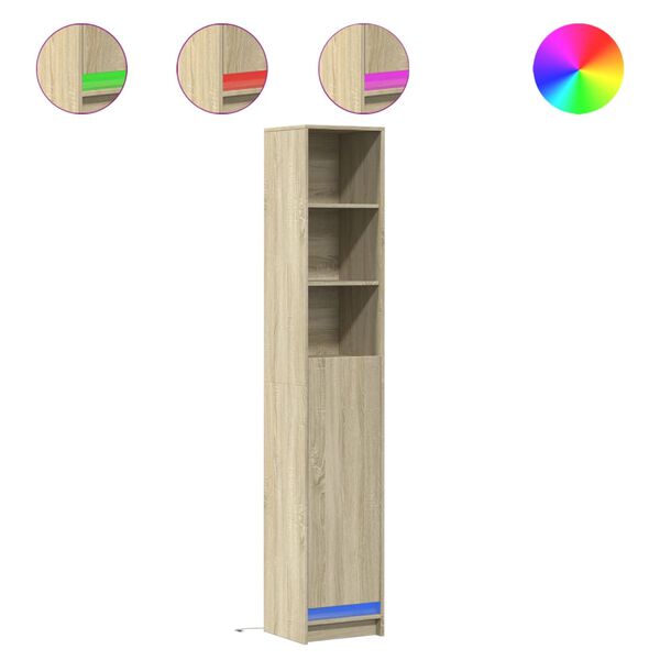 vidaXL Aparador con LED madera ingenier&iacute;a roble Sonoma 36x32,5x200 cm