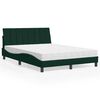 vidaXL Cama con colch&oacute;n Hanko terciopelo verde oscuro 140x200 cm