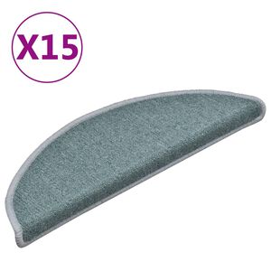 vidaXL Alfombrillas para escaleras 15 unidades 56x17x3 cm Azul Mar Semicircular