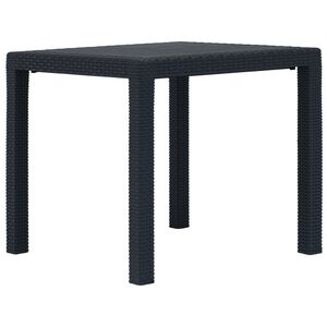 vidaXL Mesa de jard&iacute;n pl&aacute;stico aspecto rat&aacute;n gris antracita 79x79x72 cm