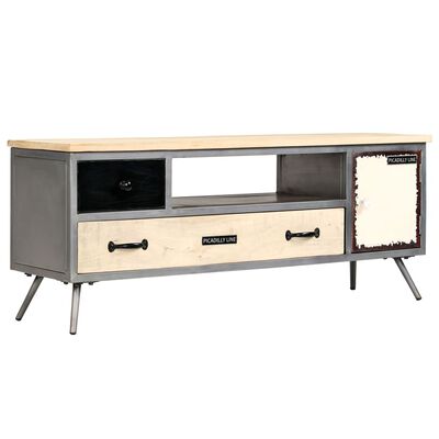vidaXL Mueble para TV de madera de mango maciza y acero 120x30x45 cm