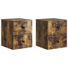 vidaXL Mesita de Noche de Pared 2 pcs Roble Ahumado 33 x 34,5 x 40 cm