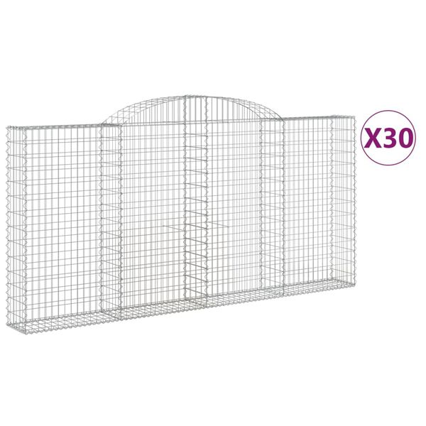 vidaXL Cestas de gaviones 30 uds forma de arco hierro 300x30x140/160cm