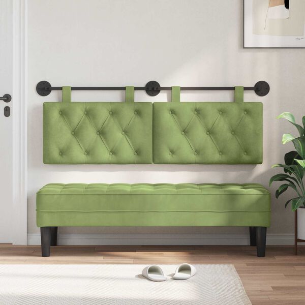 vidaXL Cabecera Colgante Verde claro 150 x 55 x 7 cm Terciopelo