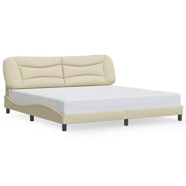 vidaXL Estructura de cama sin colch&oacute;n Hvar tela color crema 200x200 cm