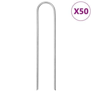 vidaXL Clavijas de tierra forma U 50 uds acero galvanizado 15x3,5 cm