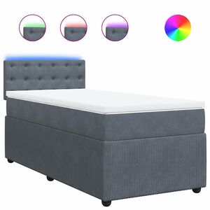 vidaXL Cama box spring con colch&oacute;n terciopelo gris oscuro 80x200 cm