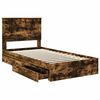 vidaXL Cama con almacenamiento con cabecera Roble ahumado 100 x 200 cm