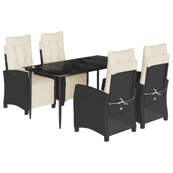 vidaXL Set de muebles jard&iacute;n 5 pzas con cojines rat&aacute;n sint&eacute;tico negro