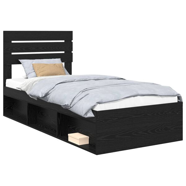 vidaXL Estructura de cama Negro 100 x 200 cm Madera de pino macizo