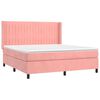 vidaXL Cama box spring colch&oacute;n y LED terciopelo rosa 160x200 cm