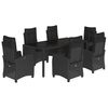 vidaXL Set de comedor de jard&iacute;n 7 pzas y cojines rat&aacute;n sint&eacute;tico negro