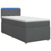 vidaXL Cama con Base Tapizada, Colch&oacute;n y Luz LED Gris oscuro Tela