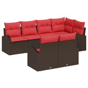 vidaXL Conjunto de sof&aacute; de jard&iacute;n Marr&oacute;n rat&aacute;n sint&eacute;tico