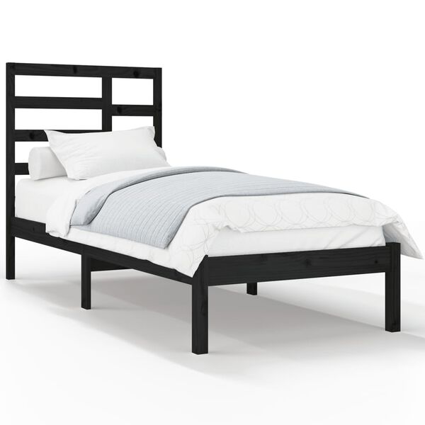 vidaXL Estructura de cama sin colchón madera maciza negro 100x200 cm