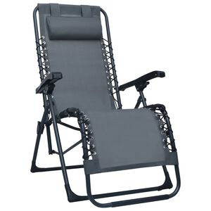 vidaXL Tumbona plegable de terraza textileno gris
