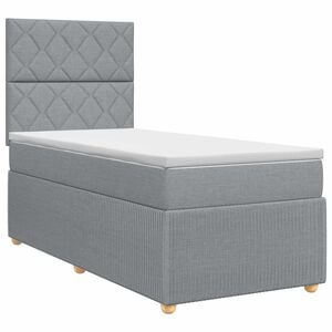 vidaXL Cama box spring con colch&oacute;n Gris Claro Individual Tela