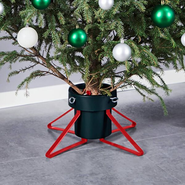 vidaXL Soporte para &aacute;rbol de Navidad verde y rojo 46x46x19 cm
