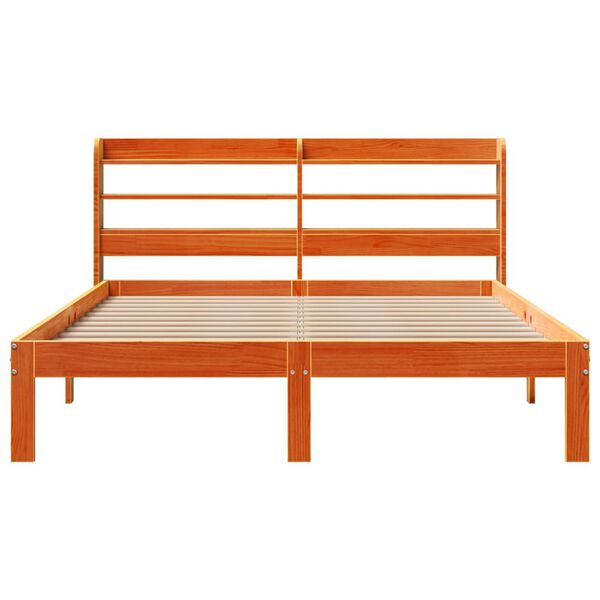 vidaXL Cama sin colch&oacute;n madera maciza de pino marr&oacute;n cera 120x200 cm