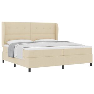 vidaXL Cama tipo Box Spring con cabecera Crema 200 x 200 cm tela