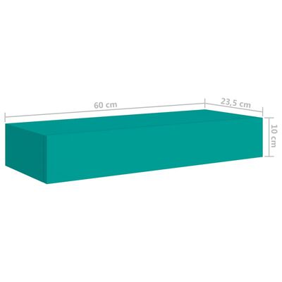 vidaXL Estantes de pared con cajón 2 uds MDF azul 60x23,5x10 cm