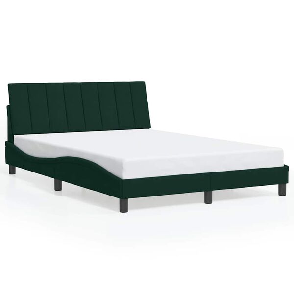vidaXL Estructura de cama sin colch&oacute;n Hanko terciopelo verde oscuro 140x190 cm