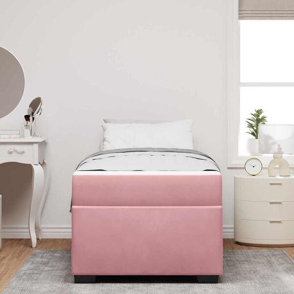 vidaXL Estructura de cama con colch&oacute;n Rosa 90 x 190 cm tela