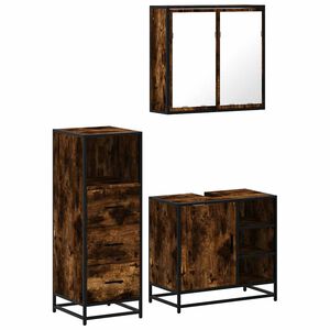 vidaXL Set de muebles ba&ntilde;o 3 pzas madera contrachapada roble ahumado