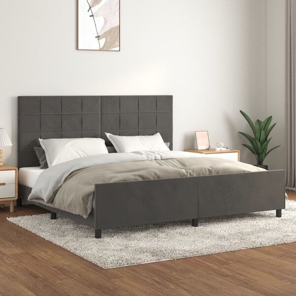 vidaXL Estructura cama sin colch&oacute;n terciopelo gris oscuro 200x200 cm