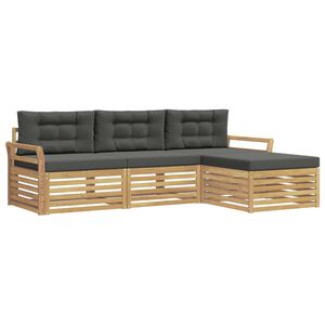 vidaXL Conjunto de sof&aacute;s de exterior 4 uds. Blanco y Antracita