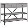 vidaXL Mesa consola con cajones estantes madera ingenier&iacute;a Sonoma gris
