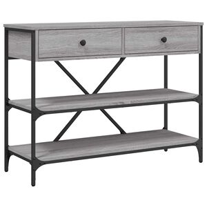 vidaXL Mesa consola con cajones estantes madera ingenier&iacute;a Sonoma gris