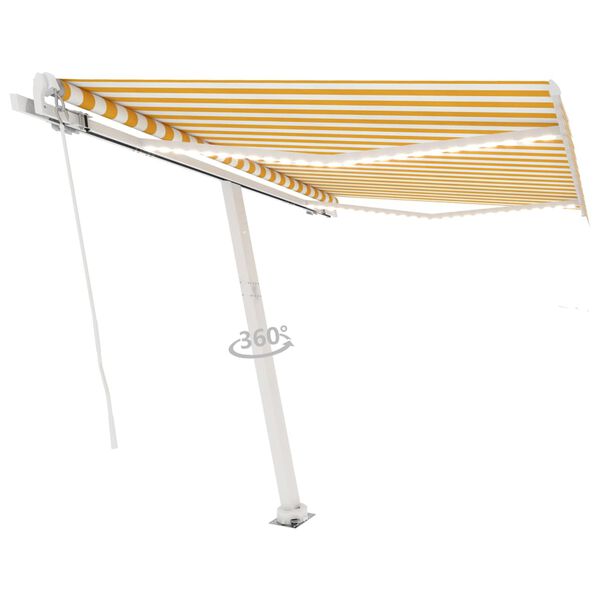 vidaXL Toldo retr&aacute;ctil manual con LED amarillo y blanco 350x250 cm
