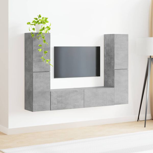 vidaXL Conjunto de mueble de TV 6 pcs Gris Concreto