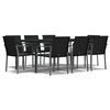 vidaXL Juego comedor jard&iacute;n 9 piezas y cojines rat&aacute;n sint&eacute;tico y acero
