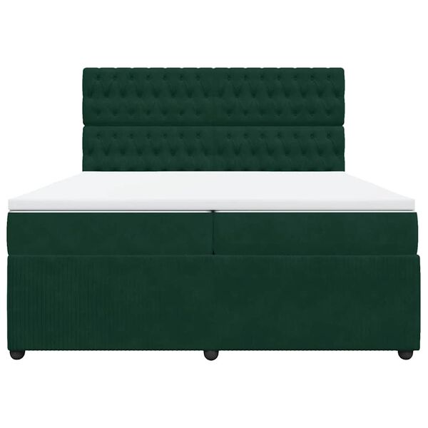 vidaXL Cama box spring con colch&oacute;n terciopelo verde oscuro 200x200 cm