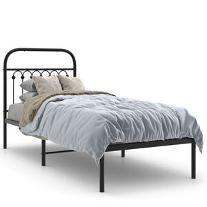 vidaXL Estructura cama sin colch&oacute;n con cabecero metal negro 75x190 cm